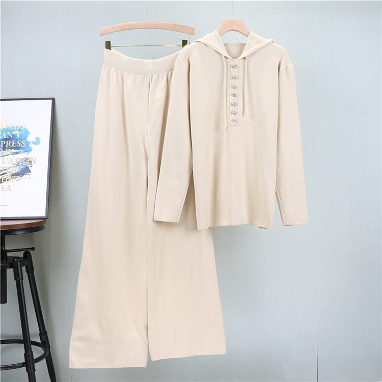 Apricot - Fashion Knitted Sweater Two Piece Set