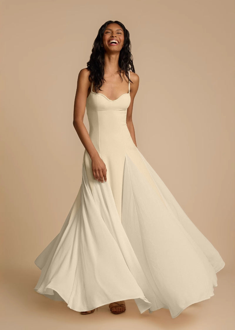 Oyster Bloom – Spaghetti Strap Cream Maxi Dress