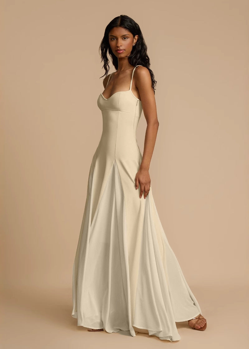 Oyster Bloom – Spaghetti Strap Cream Maxi Dress