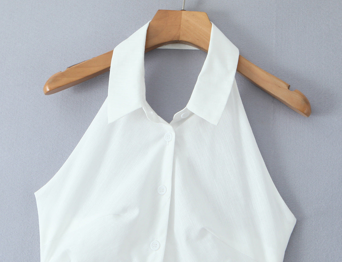 White – Sexy Sleeveless Cardigan Dress