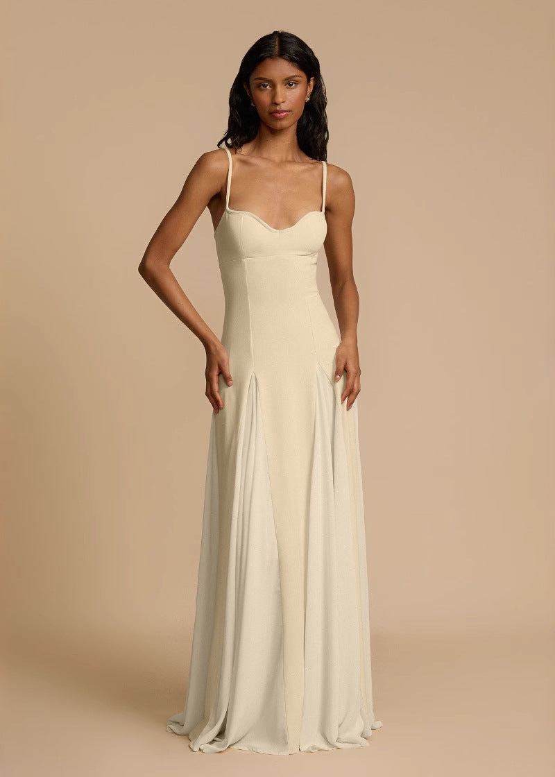 Oyster Bloom – Spaghetti Strap Cream Maxi Dress
