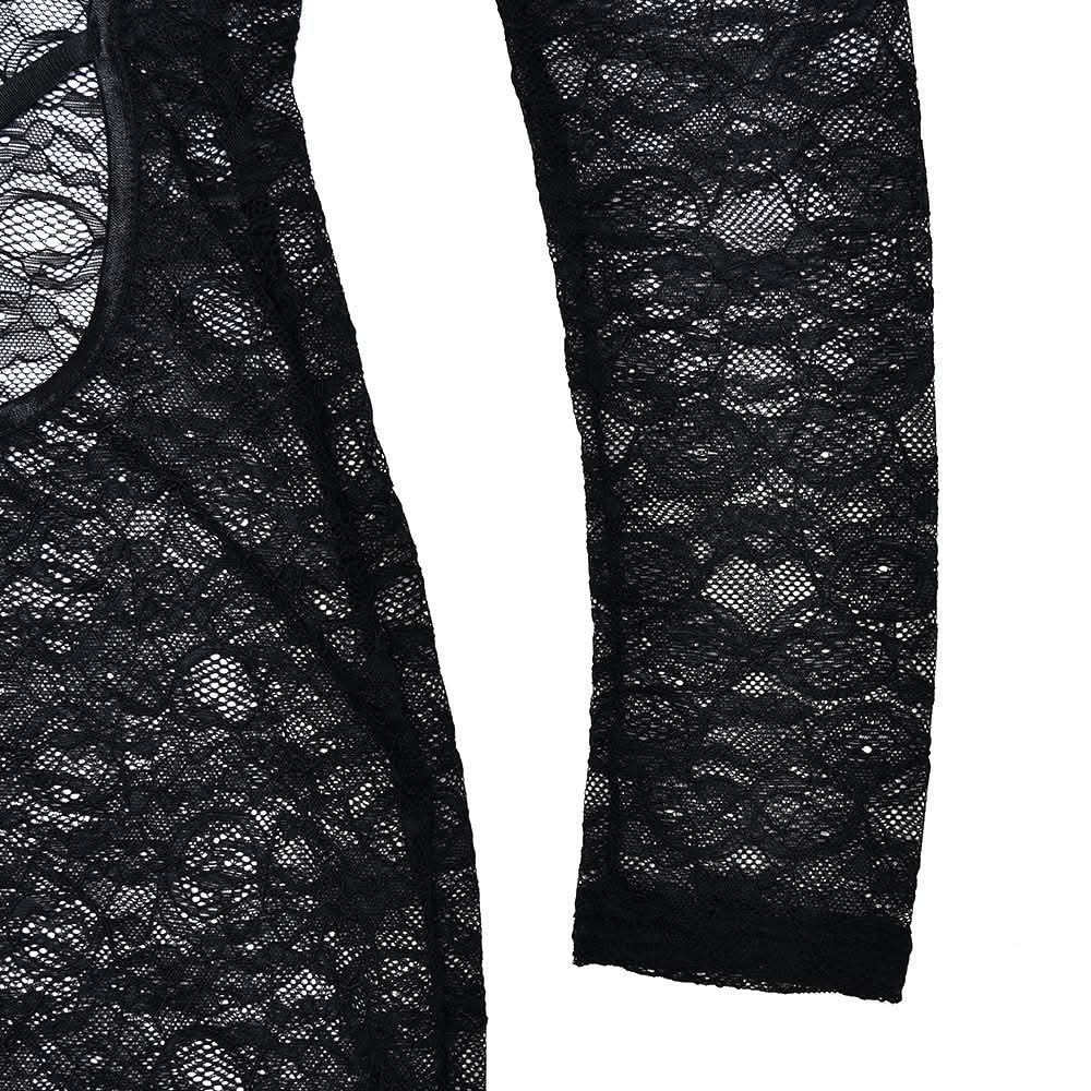 High neck long sleeve lace backless jumpsuit
