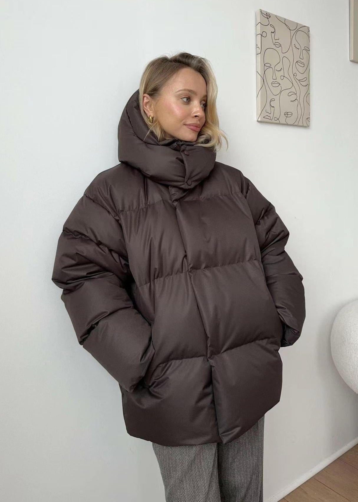 Oversized Puffer Jacket - Burgundy