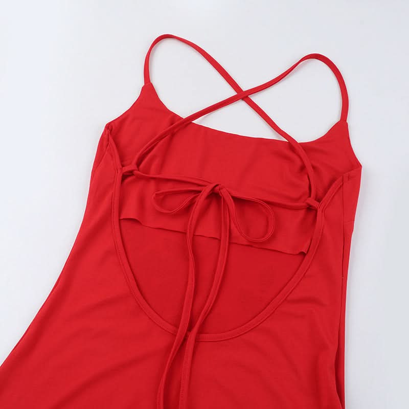 U neck flower beaded cross back cami maxi dress