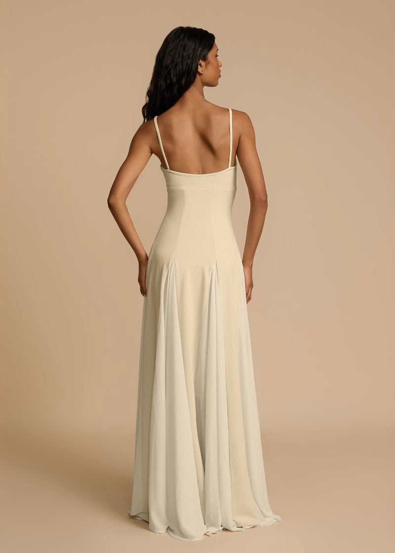Oyster Bloom – Spaghetti Strap Cream Maxi Dress