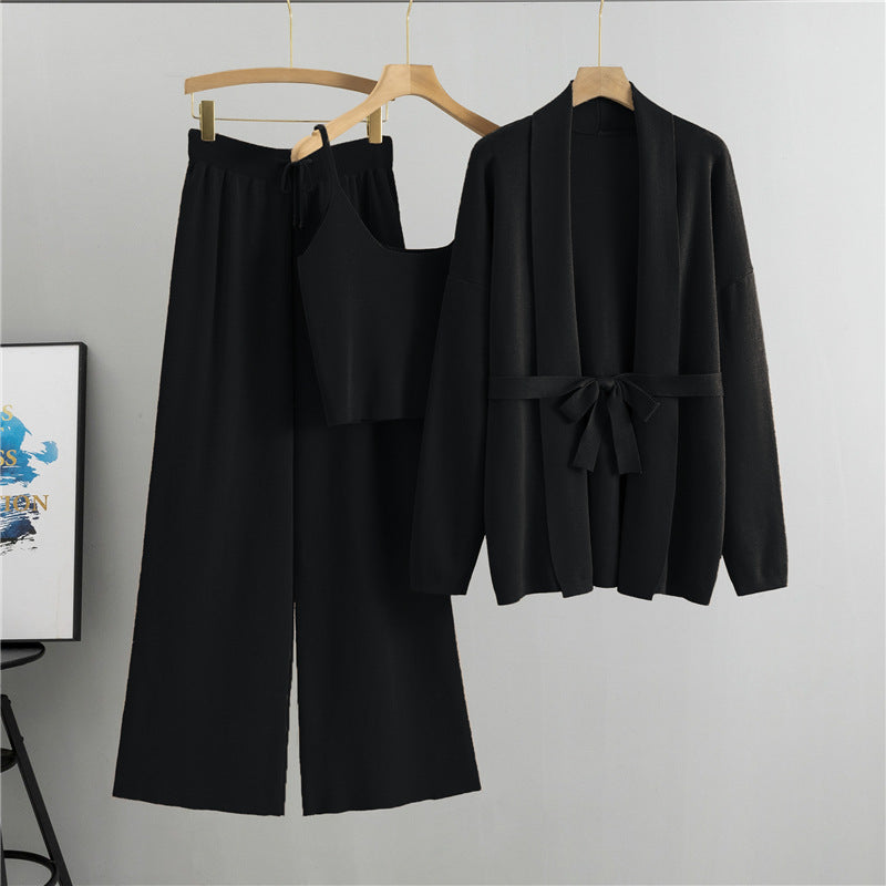 Black – Cardigan Jacket & Camisole Three Piece Set