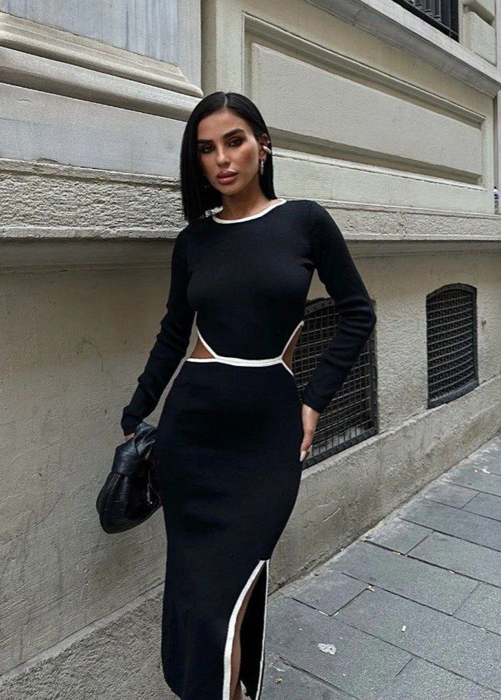 Black Cut-Out Midi Dress