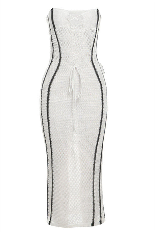 Olivia Strapless Lace Up Maxi Knit Dress