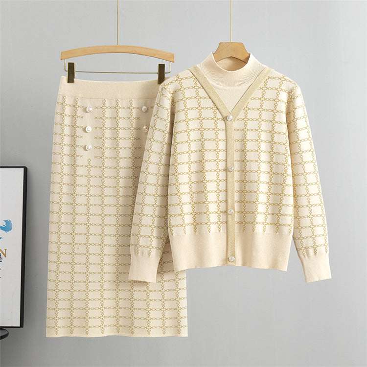 Apricot - Elegant Fashionable Skirt Two Piece Set
