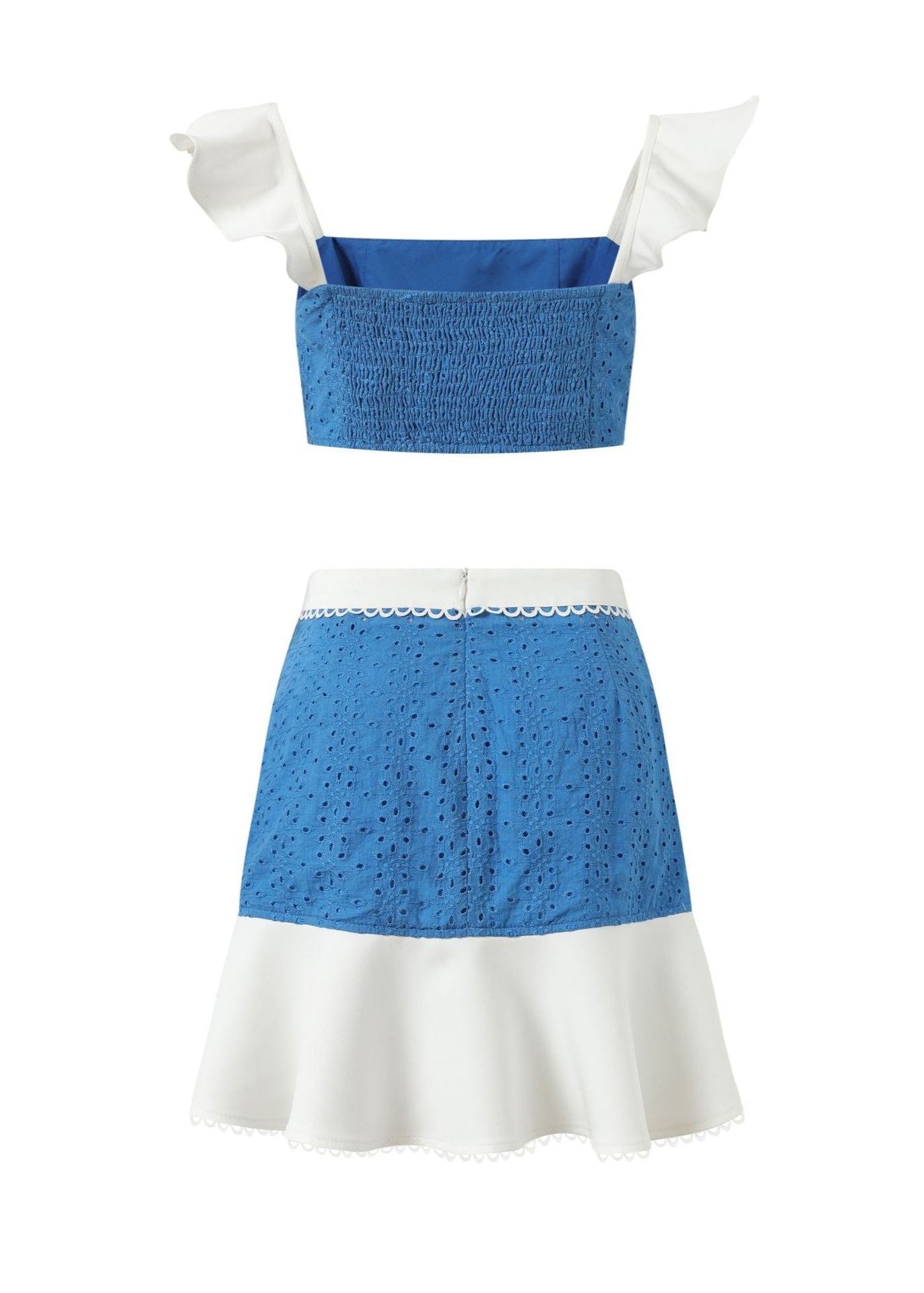 Willow Blue Ruffle Strap Eyelet Skirt Set