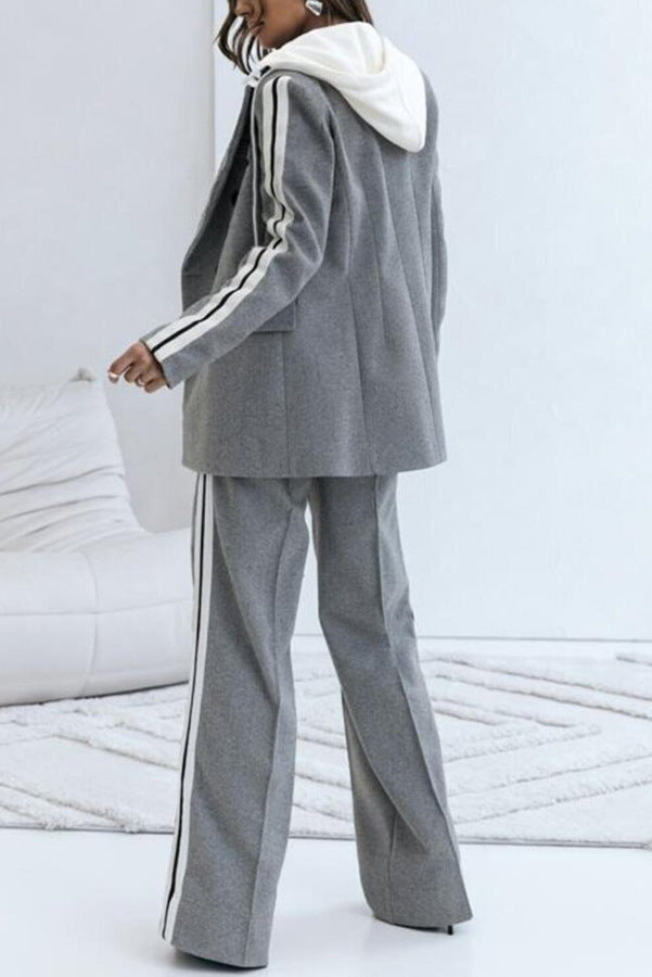 Casual Double Breasted Two Piece Blazer Pants Set