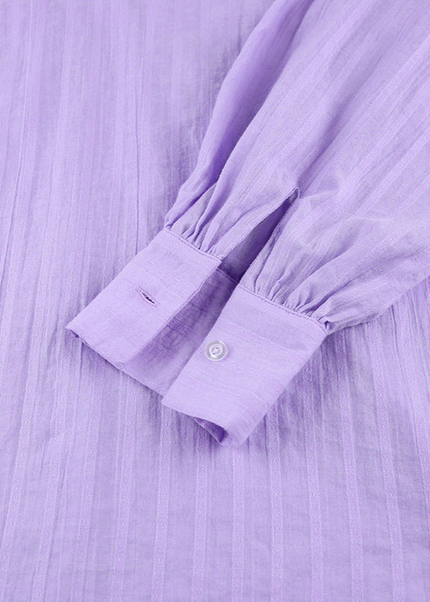Lilac Drift - Striped Cotton Shirt and Shorts Set