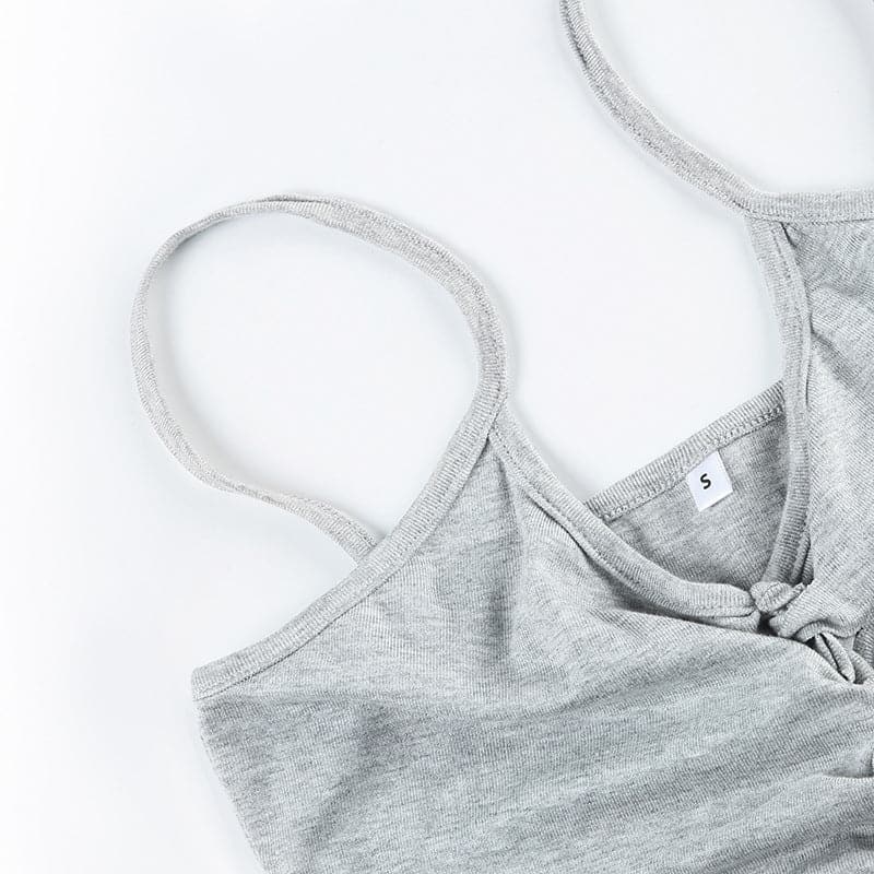 Hollow out backless solid cami cut out top