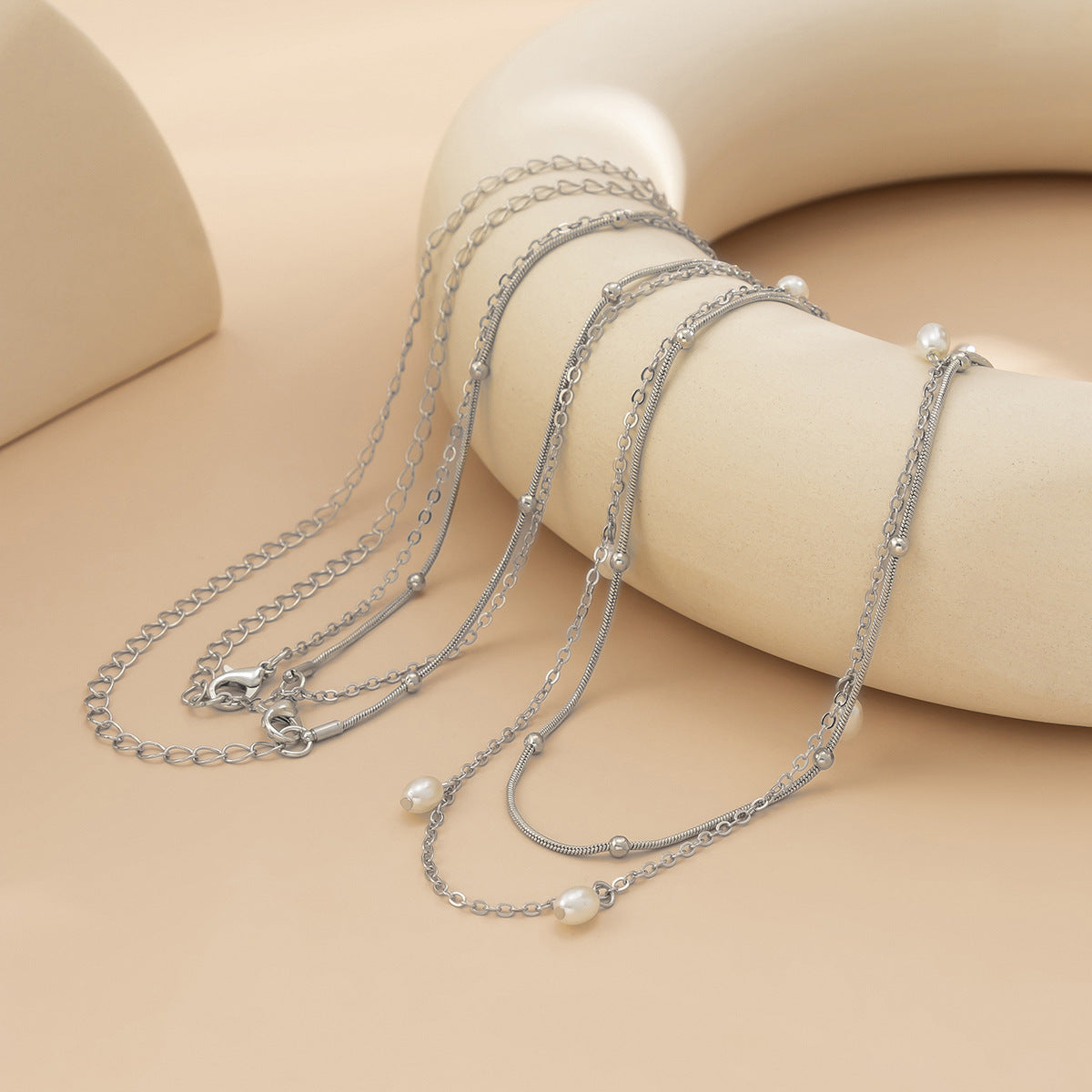Sweet Cool Stackable Faux Pearl Metal Waist Body Chain