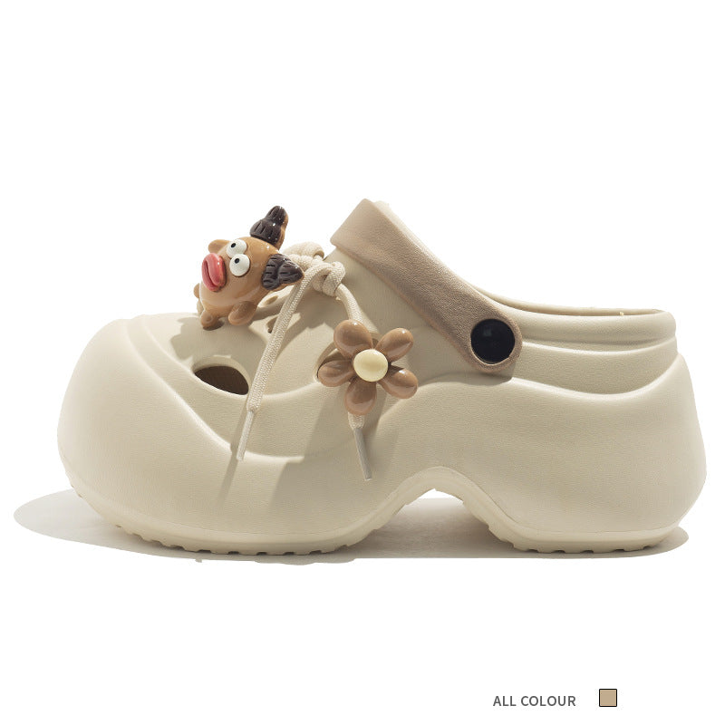 Women's Stylish Clogs With Floral Accessories And Beads