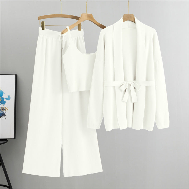 White – Cardigan Jacket & Camisole Three Piece Set