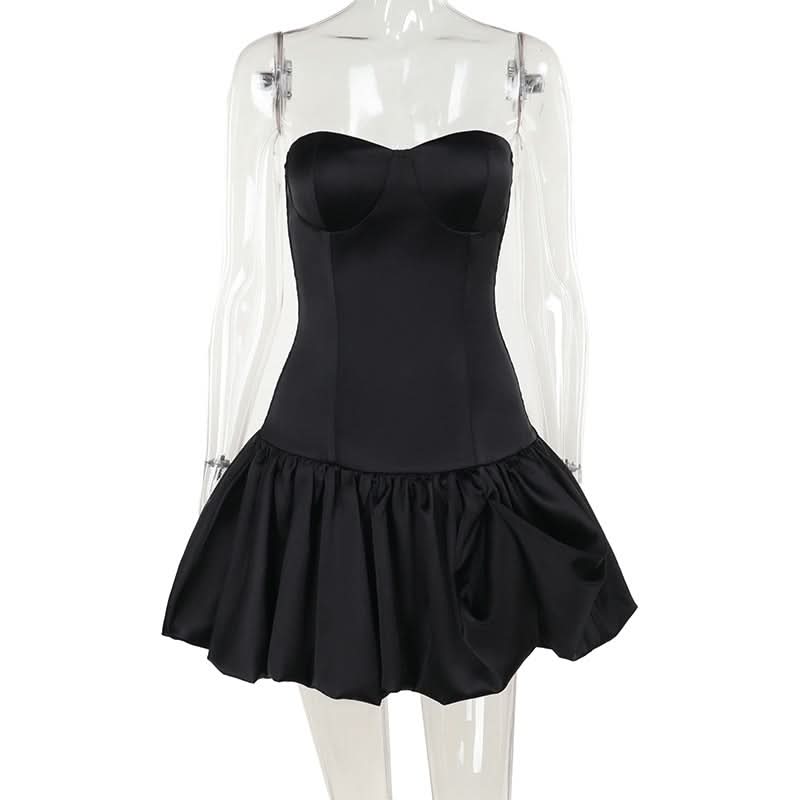 Sweetheart neck backless solid tube mini dress