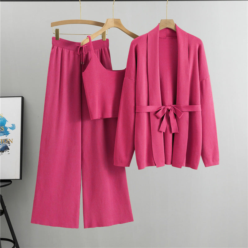 Rose Red – Cardigan Jacket & Camisole Three Piece Set