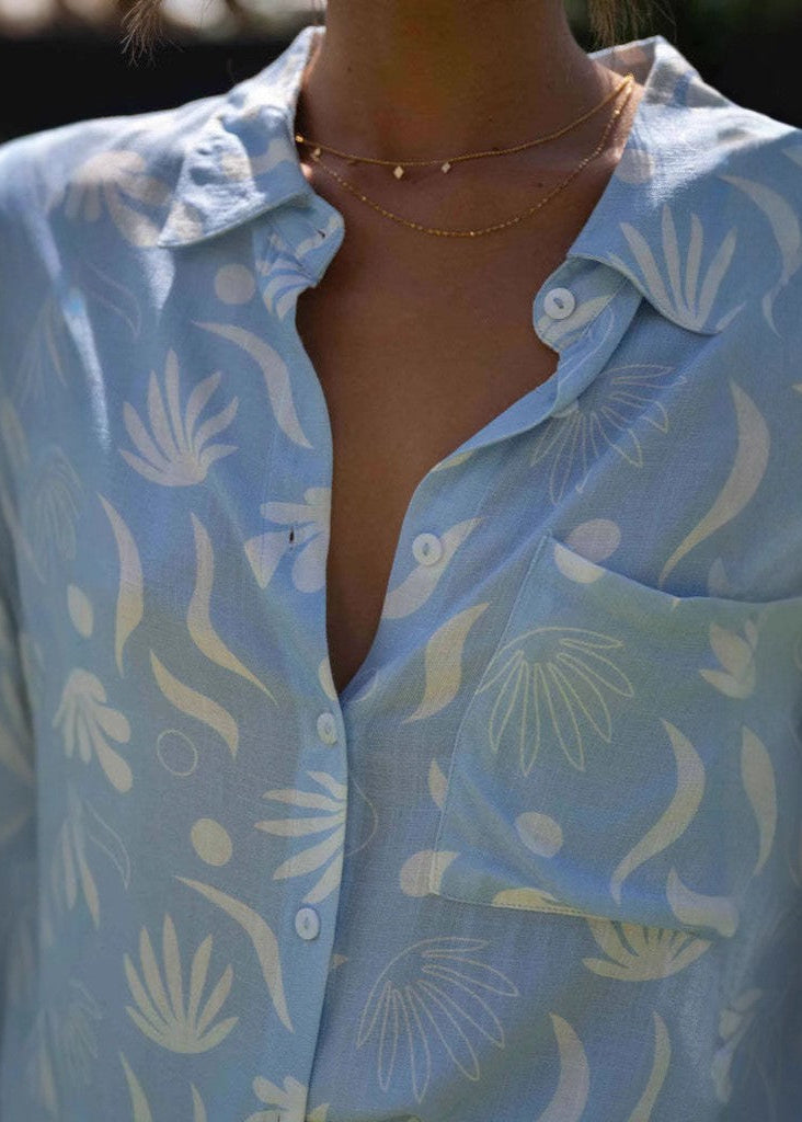 Azure Tropic - Light Blue Palm Print Co-Ord Set