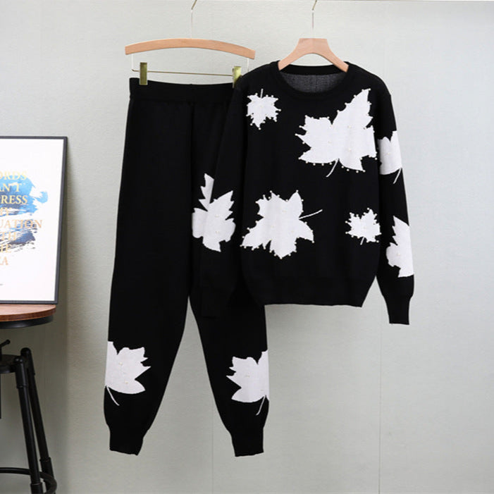 Black - Elegant Casual Sweater Two Piece Set