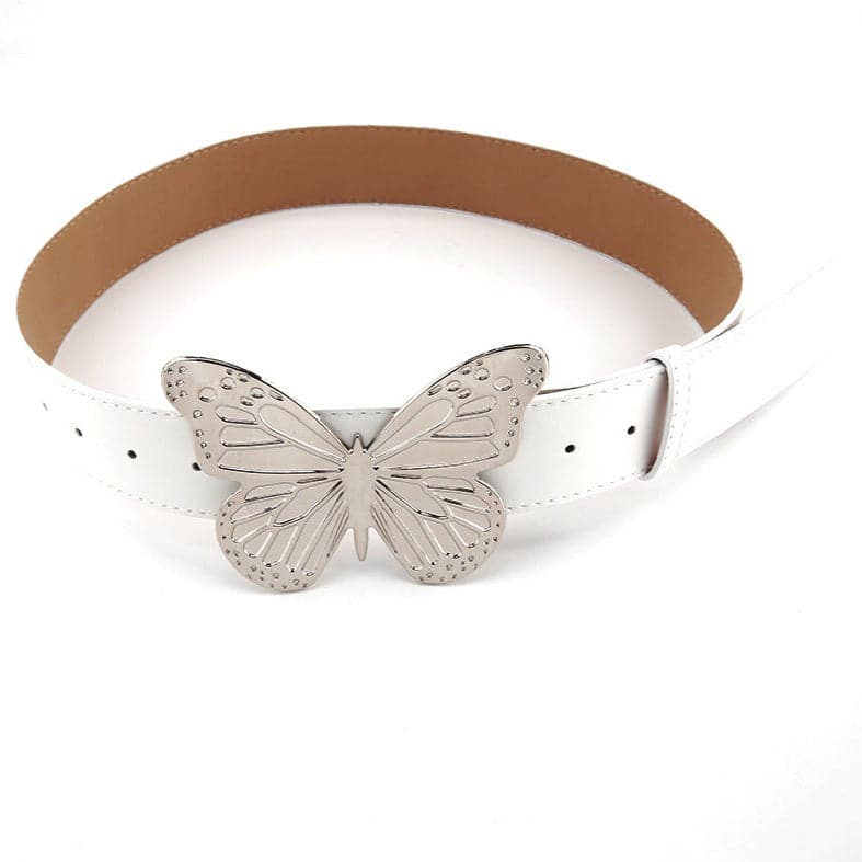 Butterfly decor PU leather belt