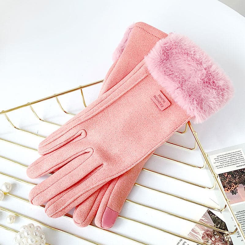 Touch screen windproof tag fluffy gloves
