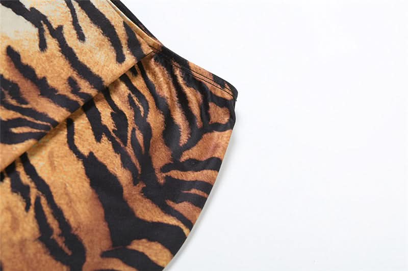 Halter tiger print crop mini skirt set