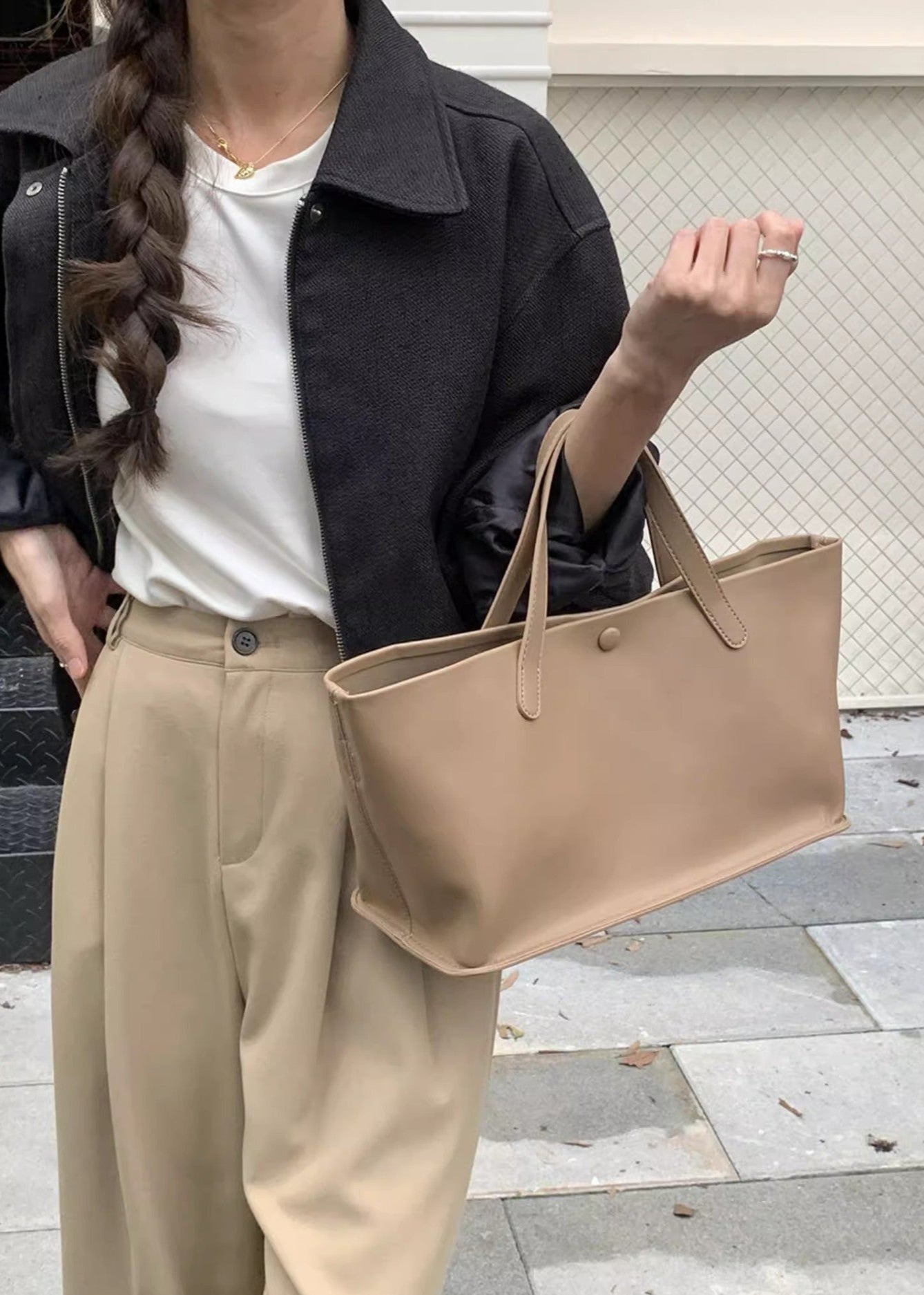 Aria - Minimalist Faux Leather Tote Bag