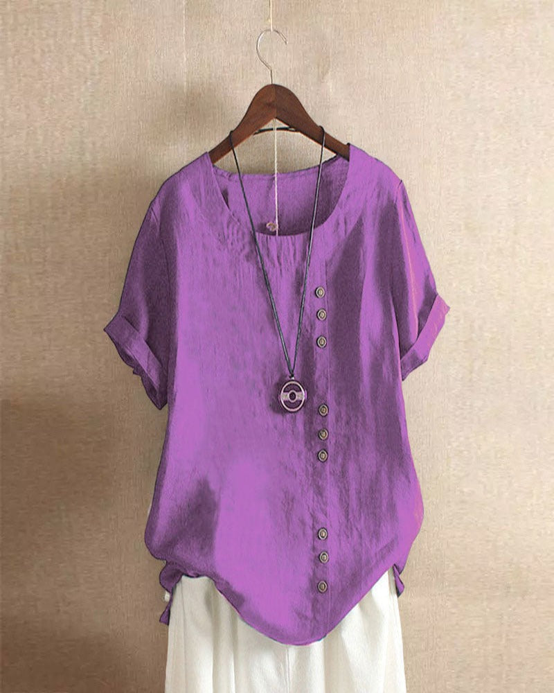 | Women’s Casual Blouse in Summer Fabric with Button Detail