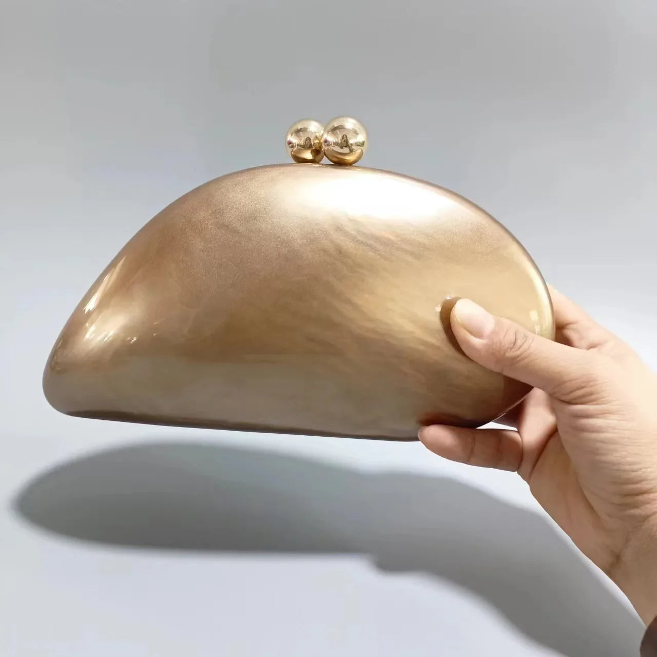 Oval Purple Shell Acrylic Clutch Bag Crossbody