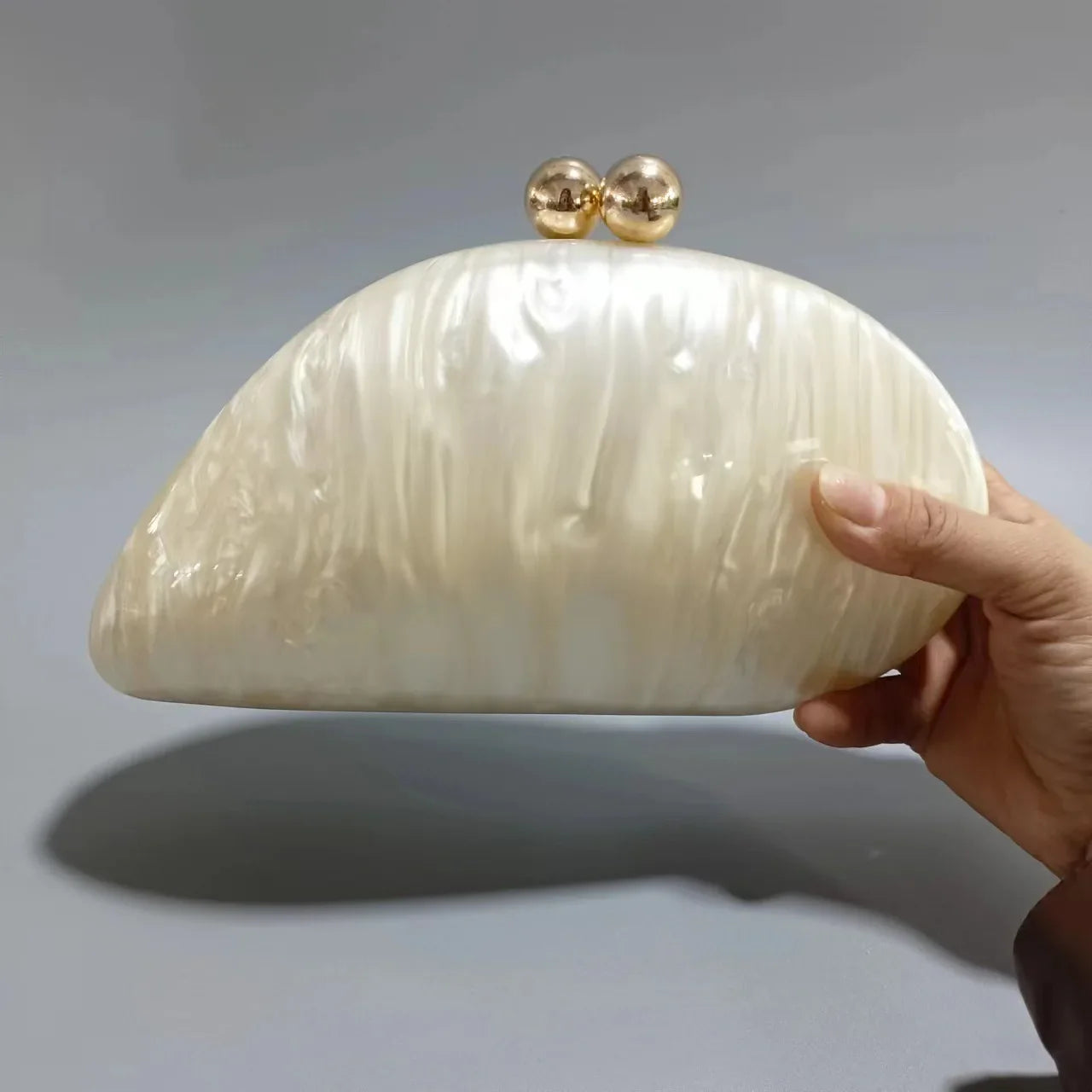 Oval Purple Shell Acrylic Clutch Bag Crossbody