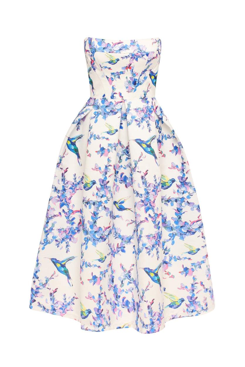 Floral Off-Shoulder Lace Up Midi Dress