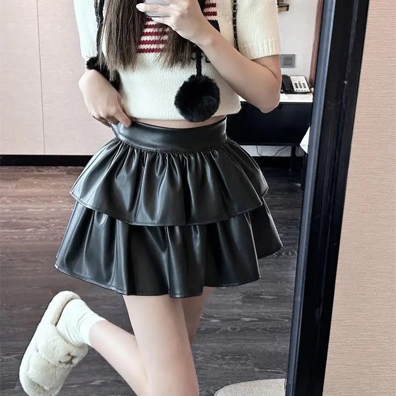 Ruffled Leather Gothic Skirt