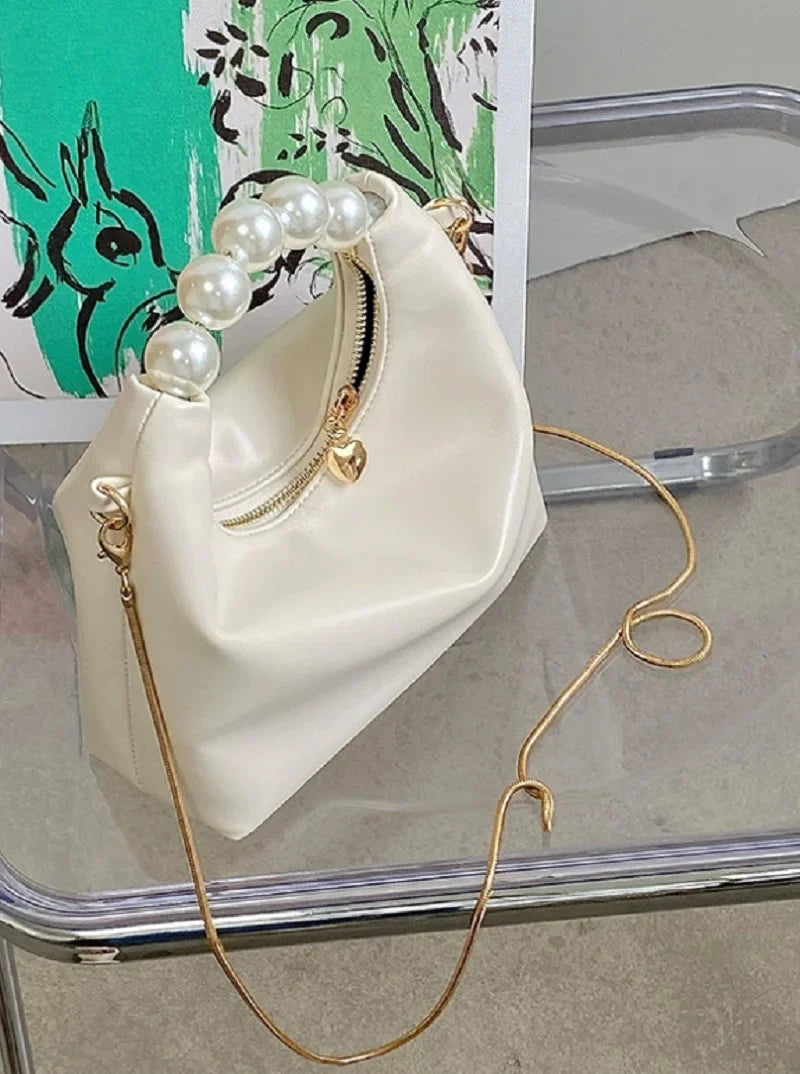 Pearl Handle Fashion Women Clutch Bag