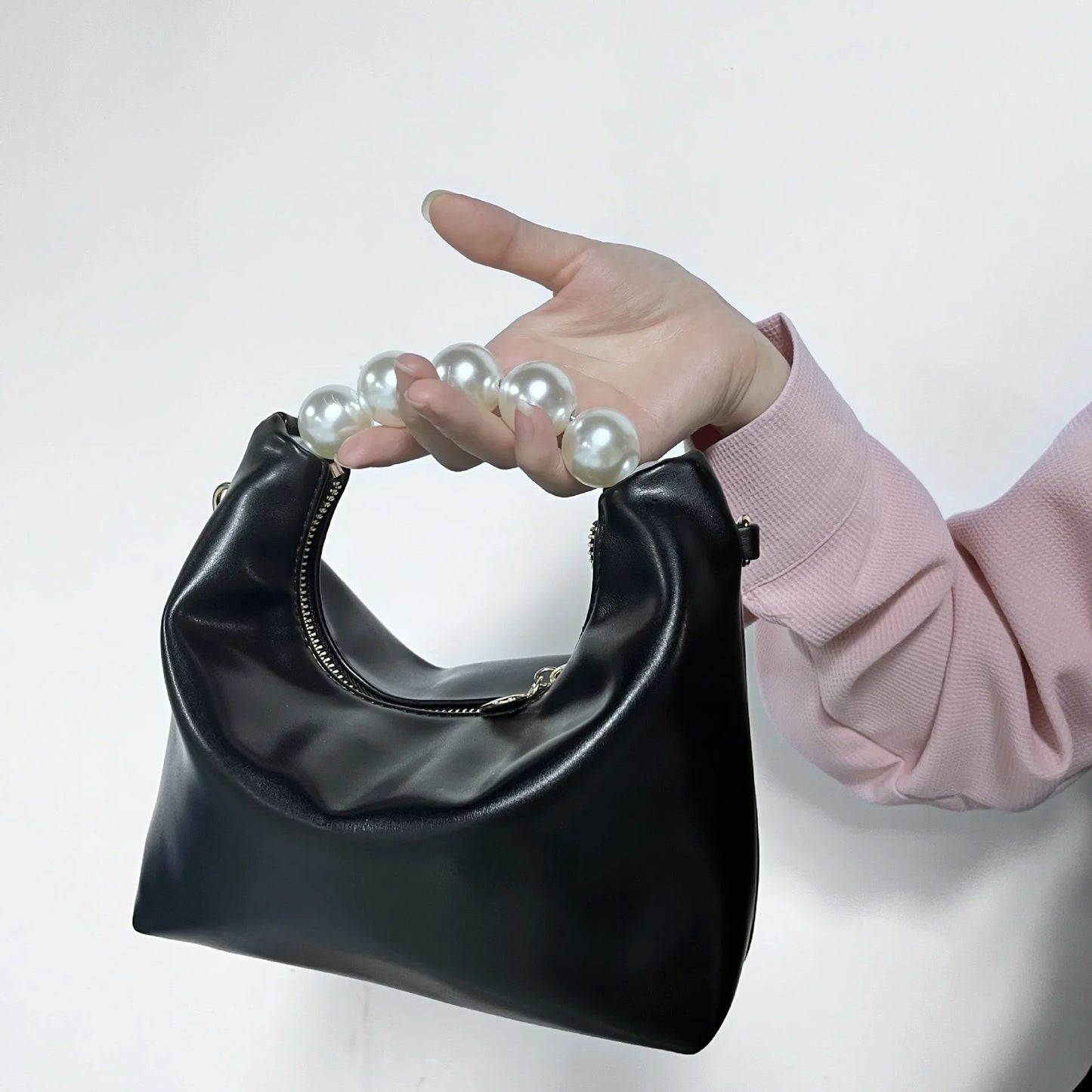 Pearl Handle Fashion Women Clutch Bag