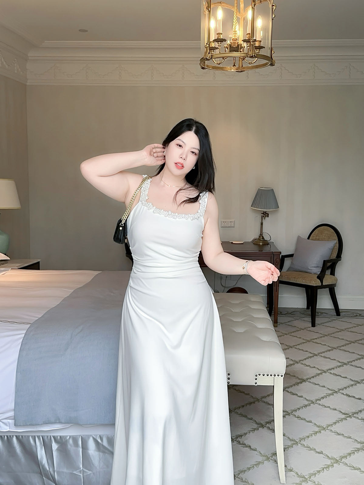 Pearl Party Dress Black White · Plus-Size