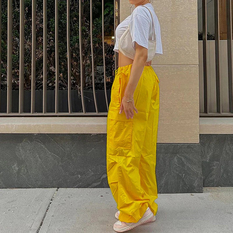 Pink Casual Jogger Tech Low Waist Cargo Pant