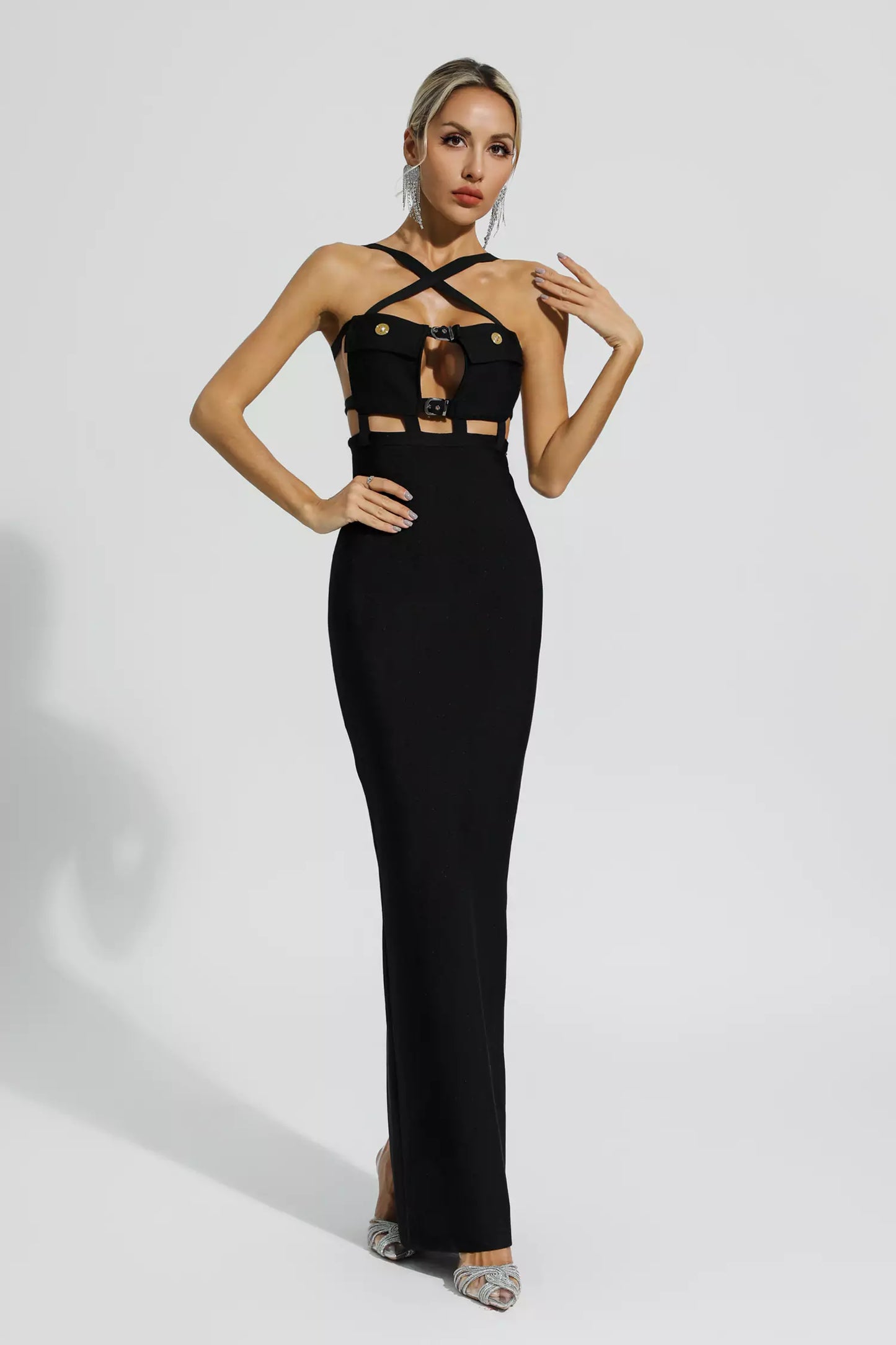 Priscilla Black Halterneck Bandage Dress
