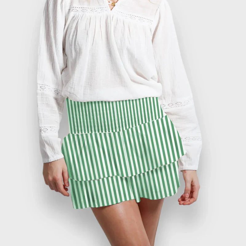 Indie Graphic Ruffle Pleated Skirt
