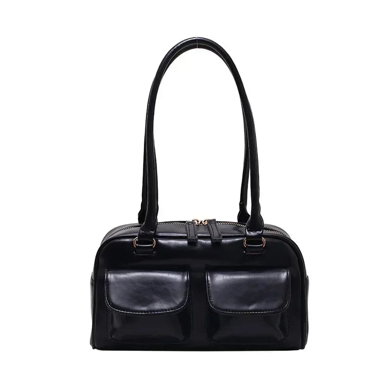 Red Patent Leather Hobo Shoulder Bag