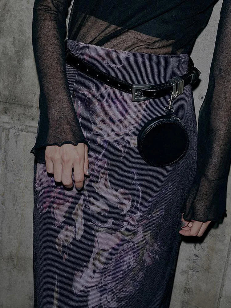 Vintage Floral Print Aesthetic High Waist Skirt