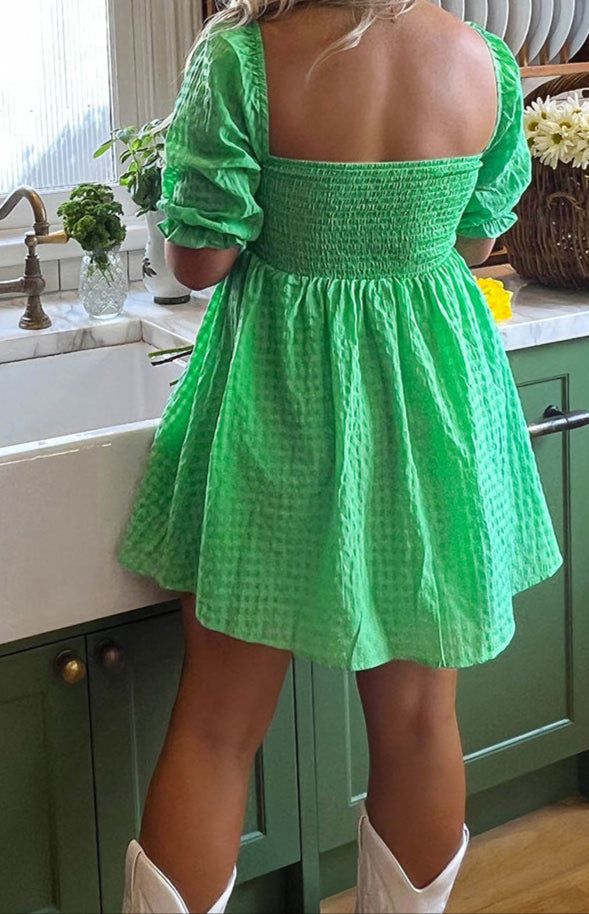 Fella Green Babydoll Mini Dress
