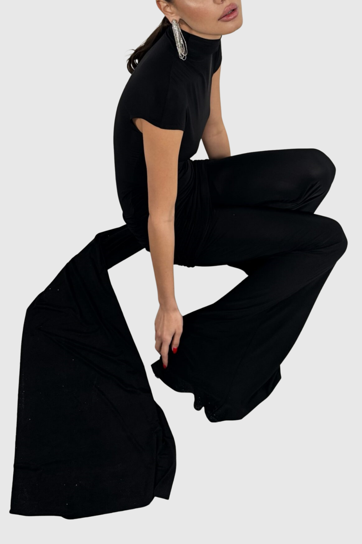 Rufas Draped Flared Jumpsuit - Black