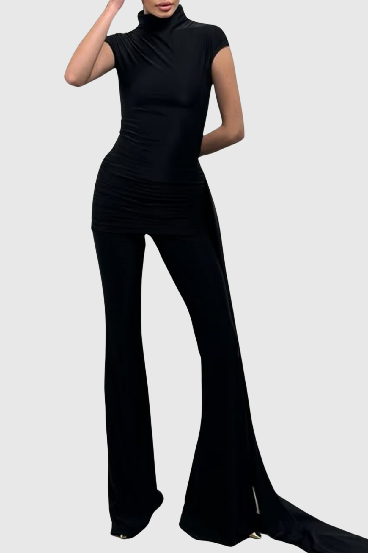 Rufas Draped Flared Jumpsuit - Black