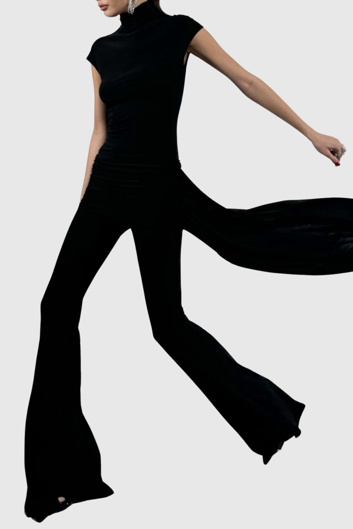 Rufas Draped Flared Jumpsuit - Black