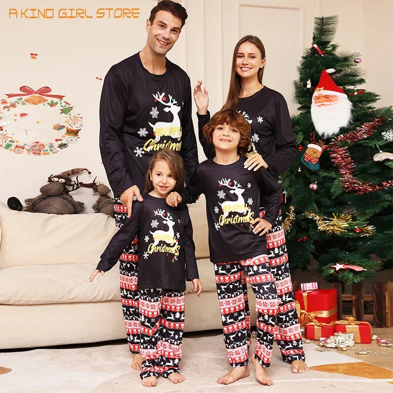 Christmas PJ's - Black/Reindeer
