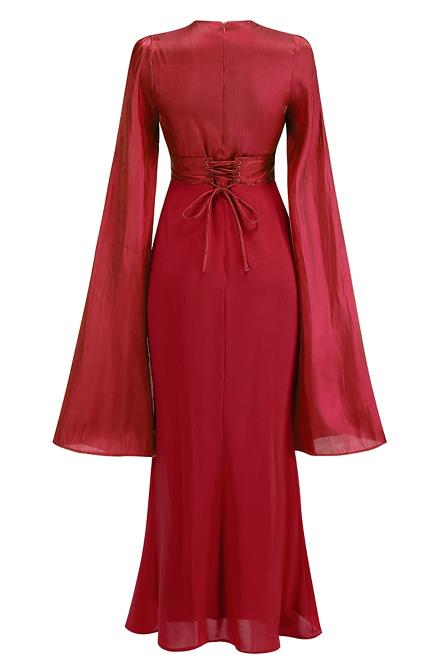 Marcia Long Sleeve Ruched Organza Maxi Dress