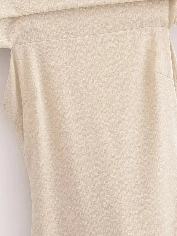 Bhane Off Shoulder Backless Tied Back Slit Dress