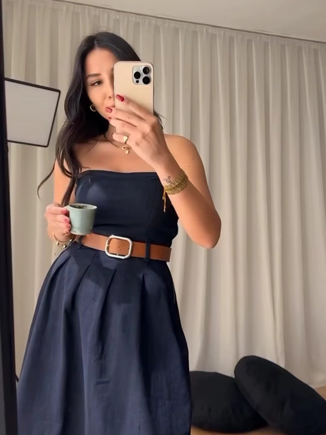 Denim Tube Dress with Belt