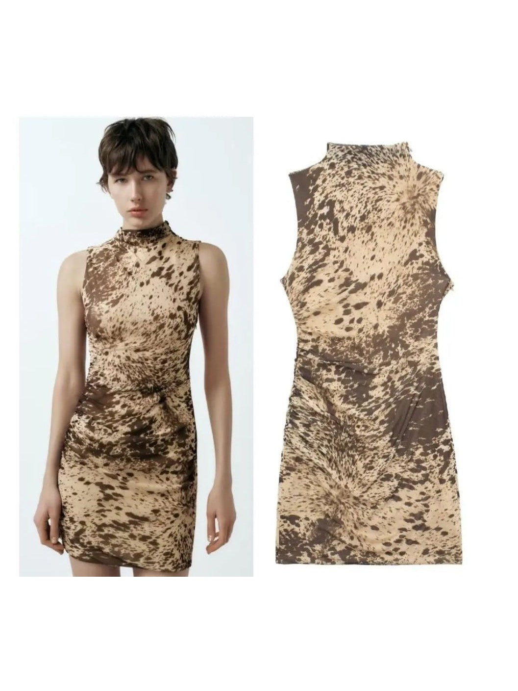 Animal Print Short Mesh Tulle Dress